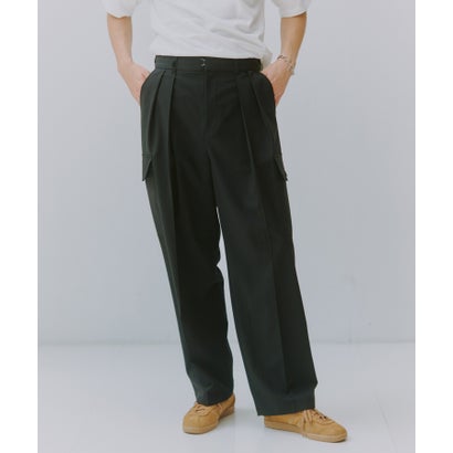ニュアンス NewAnce 【NewAnce】Two Tuck Draping Cargo Slacks / Polyester & Rayon Blend （ブラック）