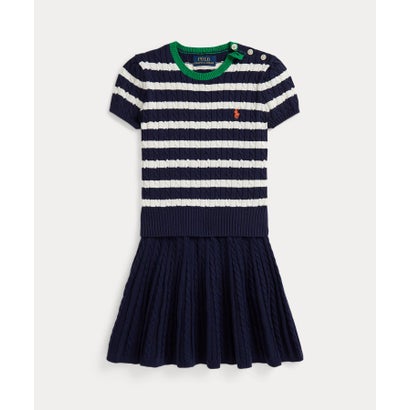ポロ ラルフ 置き目レン POLO RALPH LAUREN (ガールズ 2才～6才)ストライプド 綿織物 プルオーバー \u0026 スコート 書き割り （410米国海軍）