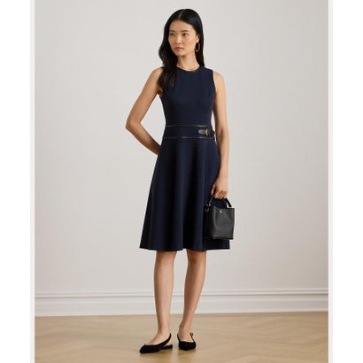 ローレン ラルフ ローレン LAUREN RALPH LAUREN バックルトリム ヘリンボーン ジャカード ドレス （410ネイビー）