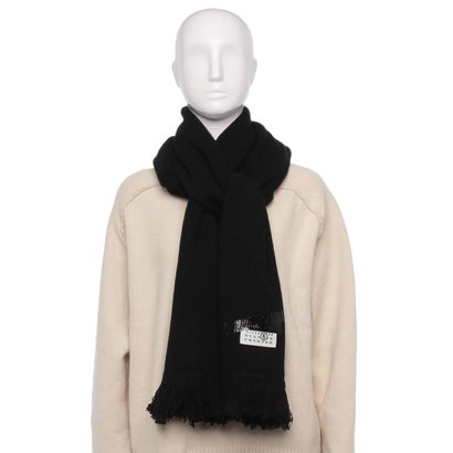 エムエムシックス メゾン マルジェラ MM6 Maison Margiela メゾンマルジェラ マフラー ロゴ フリンジ ブラック メンズ レディース MM6 Maison Margiela S62TE0058 M13168 900S （BLACK）