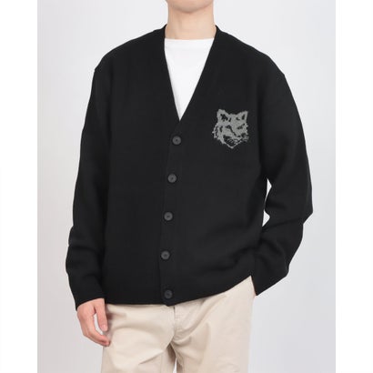 メゾンキツネ MAISON KITSUNE PM00509KM0329 フォックスヘッド インターシャ メリノ カーディガン カーディガン （ブラック&times;ミディアムグレー）｜LOCOMALL（ロコンド公式ストア）