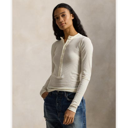 ポロ ラルフ ローレン POLO RALPH LAUREN リブ コットン ヘンリーネック シャツ （100ホワイト）