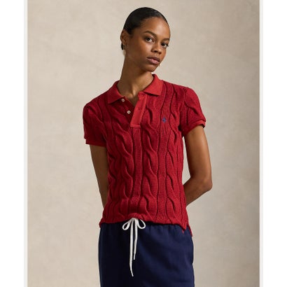 ポロ ラルフ 置き目レン POLO RALPH LAUREN 有線テレビ編み物 綿織物 スポーツシャツ （600赤いこと）