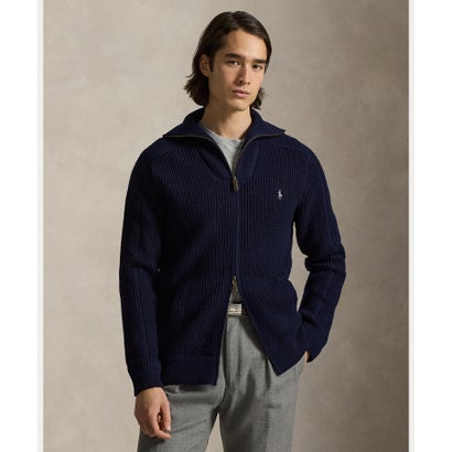 ポロ ラルフ 置き目レン POLO RALPH LAUREN ワーヘル編み物 羊毛綿織物 フルジップ プルオーバー （400青碧）