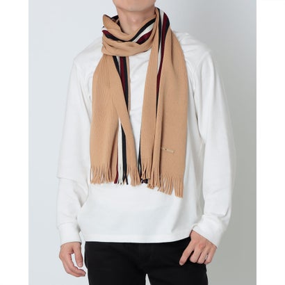 トミー ヒルフィガー TOMMY HILFIGER マルチ縞模様柄えり巻き （ベージュ）
