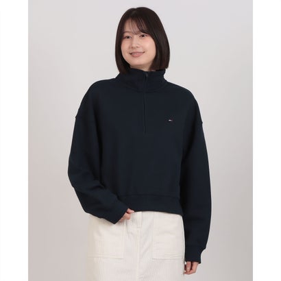 トミー ヒルフィガー TOMMY HILFIGER ボクシィーハーフジップスウェット （ネイビー）