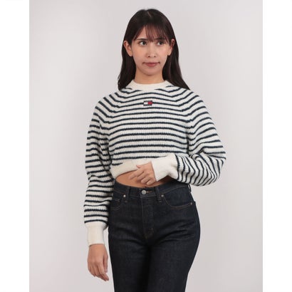 トミー ヒルフィガー TOMMY HILFIGER クロップドバッジセーター （白いこと×米国海軍） レディースファッション-ニット・セーター