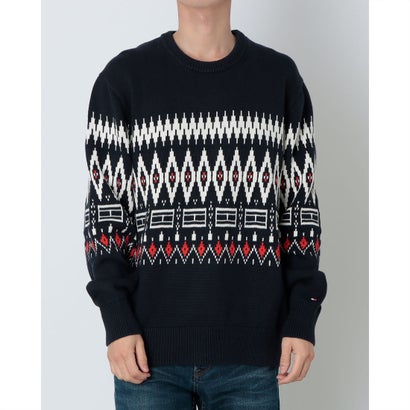 トミー ヒルフィガー TOMMY HILFIGER プレイスフェアアイルコットンクルーネックセーター （ネイビー）