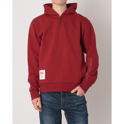 トミー ヒルフィガー TOMMY HILFIGER MODERN ATHLETICヘビーツイルハーフジップパーカー （赤いこと）