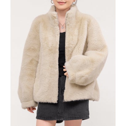 テディショップ Teddyshop 華奢魅せできるこだわりバルーンシルエット。厚手スタンドカラーフェイクファーブルゾン レディース （ベージュ）｜LOCOMALL（ロコンド公式ストア）