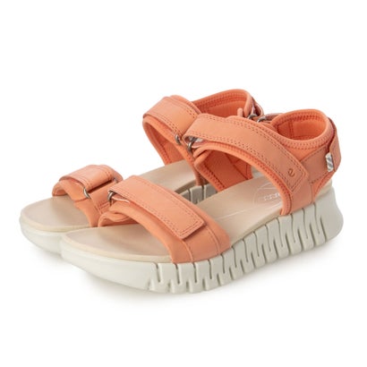山びこ ECCO 売れ筋青写真 歩き分かりやすい GRUUV SOL W レディース 本革 厚底運動競技サンダル （BURNT CORAL）