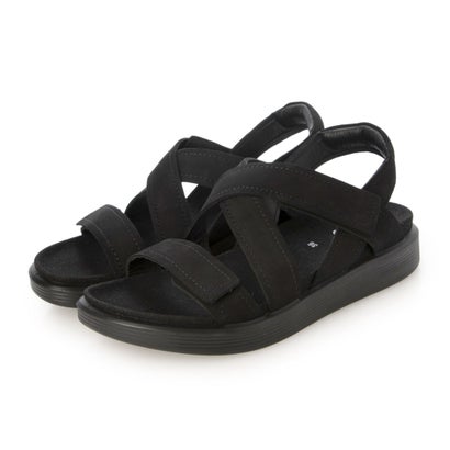 残響音 ECCO ふわふわ座布団遣りかた SOFT SANDAL W レディース 本革 コンフォートクロスストラップサンダル （BLACK）