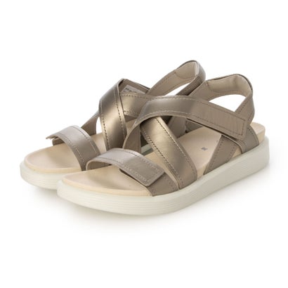 残響音 ECCO ふわふわ座布団遣りかた SOFT SANDAL W レディース 本革 コンフォートクロスストラップサンダル （PURE CASHMERE METALLIC）