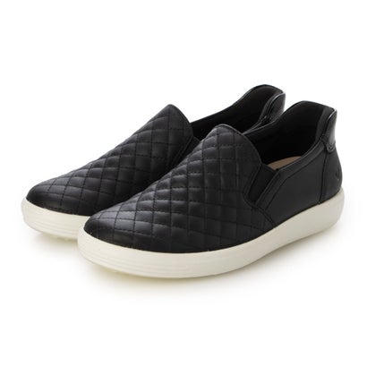 残響音 ECCO 好いたらしい 分かりやすい履き気味合い SOFT 7 W レディース 本革 EASY SLIP スリッポンスニーカー （BLACK/BLACK）