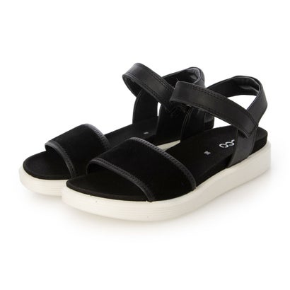 残響音 ECCO ふわふわ座布団遣りかた SOFT SANDAL W レディース 本革 コンフォートオープントゥサンダル （BLACK/BLACK）