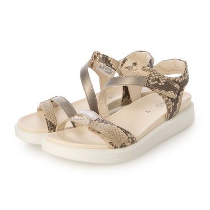 残響音 ECCO 好いたらしい 分かりやすい履き気味合い SOFT SANDAL W レディース 本革 コンフォートサンダル （PYTHON/PURE CASHMERE METALLIC）