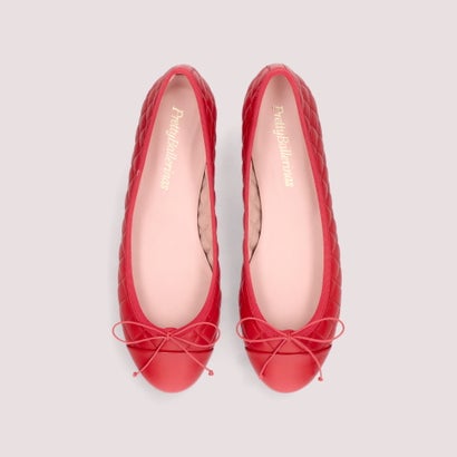 プリティ・バレリーナ Pretty Ballerinas NICOLE cap-toe quilted / ニコル キャップトゥ キルティッド バレエシューズ （RED-RED）