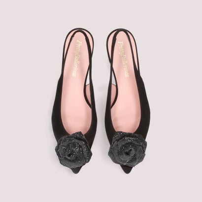 プリティ・バレリーナ Pretty Ballerinas CLEMENTINE slingback crystal flower / クレメンタイン スリングバック 水晶 御花 ミュールサンダル （NEGRO-NEGRO）