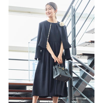 ルイルエブティック RUIRUE BOUTIQUE ストレッチ | ノーカラー パールペプラム ワンピース スーツ | セットアップ・オケージョンスーツ・セレモニースーツ・フォーマルスーツ・ママスーツ・