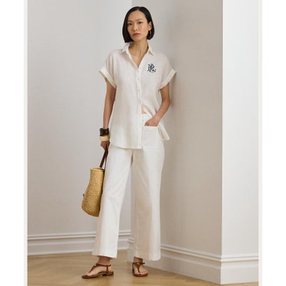 置き目レン ラルフ 置き目レン LAUREN RALPH LAUREN 伸ばすこと チノ ワイドレッグ クロップド ズボン下 （100白いこと） パンツ-ボトムス-レディースファッション