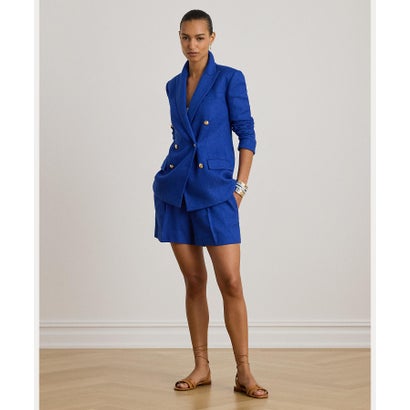 ローレン ラルフ ローレン LAUREN RALPH LAUREN プリーテッド リネンコットン ヘリンボーン ショートパンツ （400ブルー）