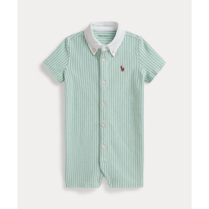 ポロ ラルフ ローレン POLO RALPH LAUREN (ベビー)ストライプド ニット オックスフォード ショートオール （300グリーン）