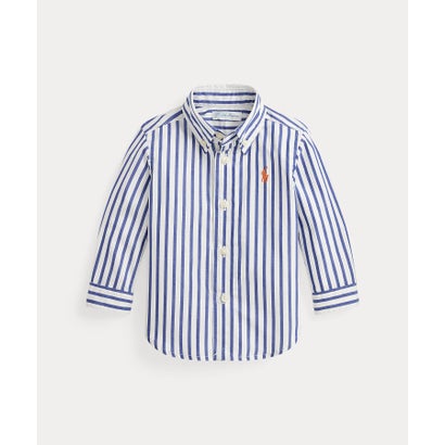 ポロ ラルフ 置き目レン POLO RALPH LAUREN (もの言う花)ストライプド 綿織物 ポプリン プルオーバー （400青色）