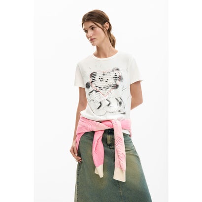 デシグアル Desigual ミッキーとミニーマウス ハートのTシャツ （ホワイト）