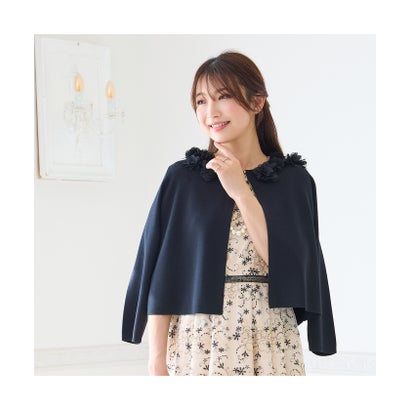 ローズティアラ RoseTiara オーガンジーフラワーニットカーディガン （黒いこと）