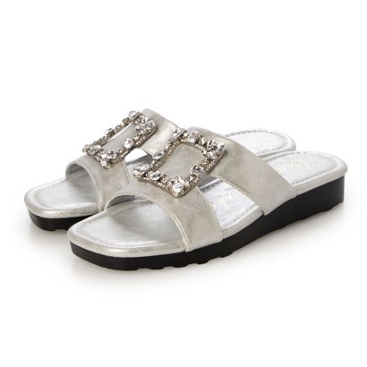 ブリジット 赤ちょうちんキン Bridget Birkin スクエアバックルミュールサンダル （しろがね色）