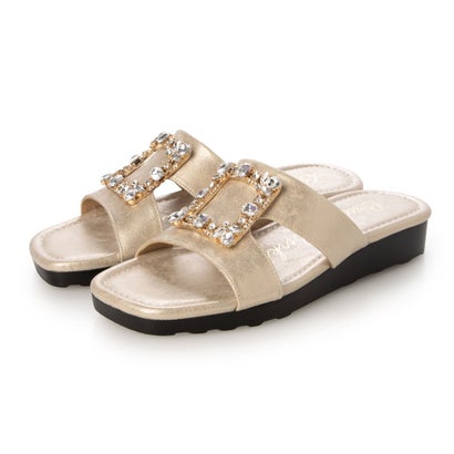 ブリジット 赤ちょうちんキン Bridget Birkin スクエアバックルミュールサンダル （ゴールド）