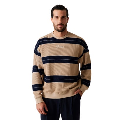 ゲス GUESS Crew Neck Long Sleeves Yarn Dye Stripes Sweatshirt （S19R）