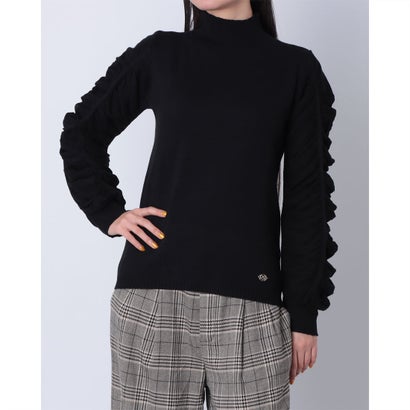 リナシメント RINASCIMENTO シャーリングギャザースリーブハイネックニットトップス （Nero）