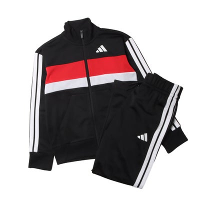 アディダス adidas ジュニア ジャージ上下セット シーズナル エッセンシャルズ Tiberio スリーストライプス トリコット トラックスーツ キッズ JC7519 （Top:ブラック/ホワイト Bottom:ブラック/ホワ