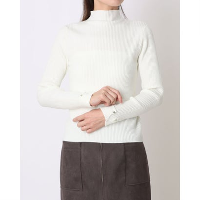 トゥエルブアジェンダ 12Twelve Agenda ハイネック袖口ターンバックリブニットプルオーバー （オフホワイト）