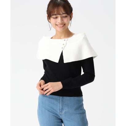 ミッシュマッシュ MISCH MASCH 2026春夏新作 配色ラメケープニット MM618302 （BLACK/WHITE）