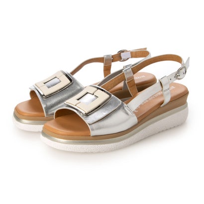 インターショシュール INTER-CHAUSSURES バックルウエッジバックバンドサンダル (シルバー)|LOCOMALL(ロコンド公式ストア)