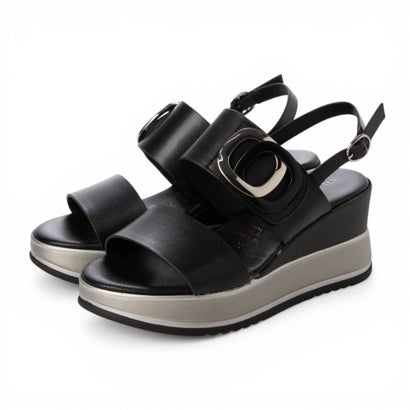 インターショシュール INTER-CHAUSSURES バックルウエッジサンダル (ブラック)|LOCOMALL(ロコンド公式ストア)