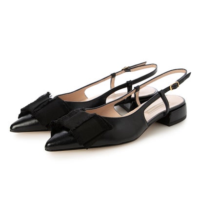 インターショシュール INTER-CHAUSSURES リボンバックバンドポインテッドパンプス （ブラック
