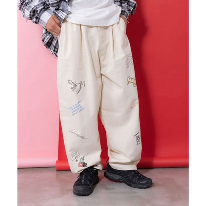 スカラー ScoLar らくがき風ワッペンベルト付きパンツ （アイボリー） 7,803円