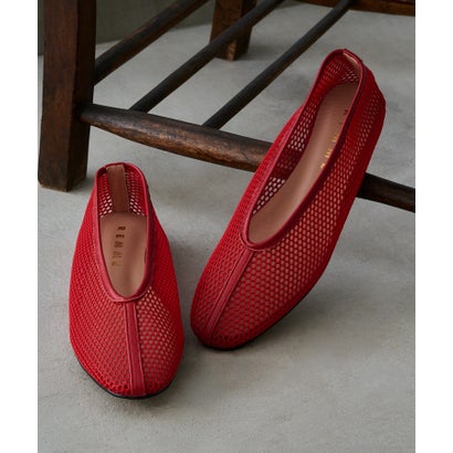 レメ REMME MESH＆SHEEP LEATHER メッシュフラットシューズ ZH-6410-ME （レッド）