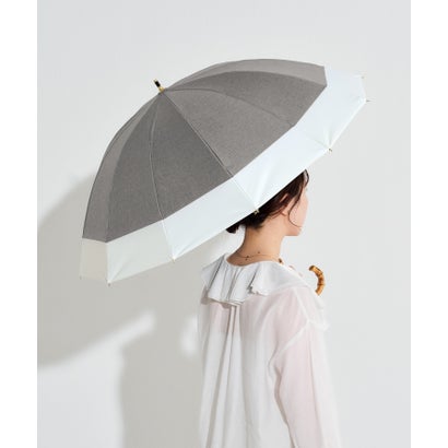 【Wpc.】最強の日がさ UVO（ウーボ）12本骨 気が大きい 完膚なきまで遮光 遮熱 晴雨兼用 耐風 思わしい レディース 長傘 （切り継ぎ切れ/ 薄墨色×オフ）