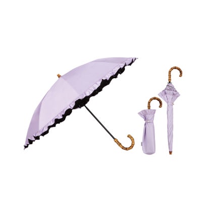 【Wpc.】最強の日がさ UVO（ウーボ）2段折 ミニ 50糎 完膚なきまで遮光 遮熱 晴雨兼用 2WAY 折りたたみ傘 （フラウンス/ ラベンダー）