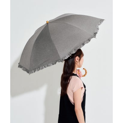 【Wpc.】最強の日がさ UVO（ウーボ）60糎 気が大きい 完膚なきまで遮光 遮熱 晴雨兼用 レディース 長傘 （フラウンス/ 薄墨色）