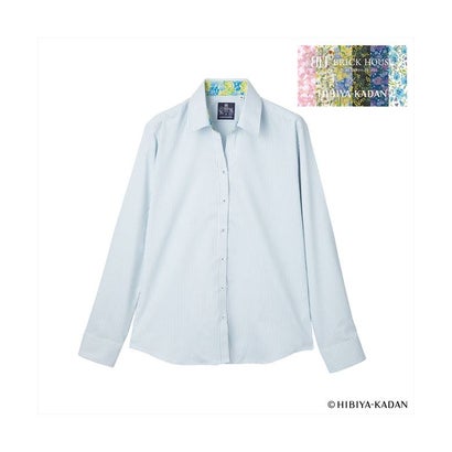 トーキョーシャツ TOKYO SHIRTS 【TOKYO SHIRTS×HIBIYA KADAN】 透け防止 スキッパー 長袖 形態安定 レディースシャツ (グリーン)