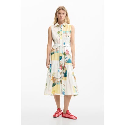 デシグアル Desigual ポストカードシャツワンピース （青色） レディースファッション-ワンピース