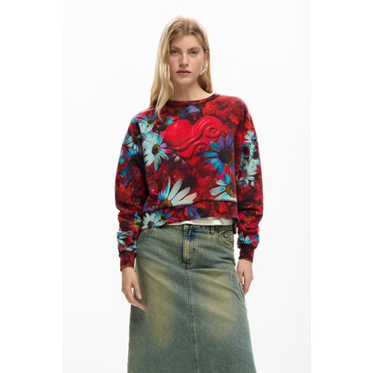 デシグアル Desigual フラワーハートスウェットシャツ （グレー/ブラック）