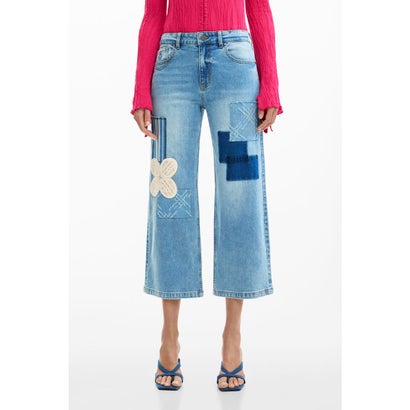 デシグアル Desigual クロシェパッチデニムパンツ (ブルー)