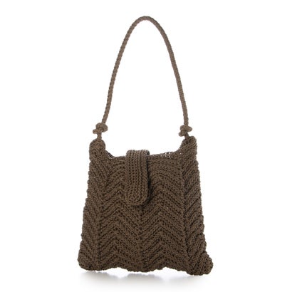 カシュカシュ cachecache 山波編みトート カゴバッグ （BR）