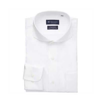 トーキョーシャツ TOKYO SHIRTS 【超形態安定】 ホリゾンタルワイド 長袖 形態安定 綿100% ワイシャツ （ホワイト）